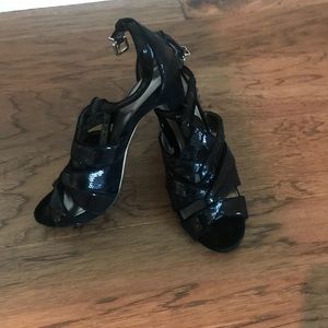 Black sequin strappy shoes
